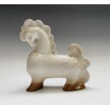 A cream Newlyn Pottery horse in Medallion pattern, height 24.5cm.Condition report: Repair to tail