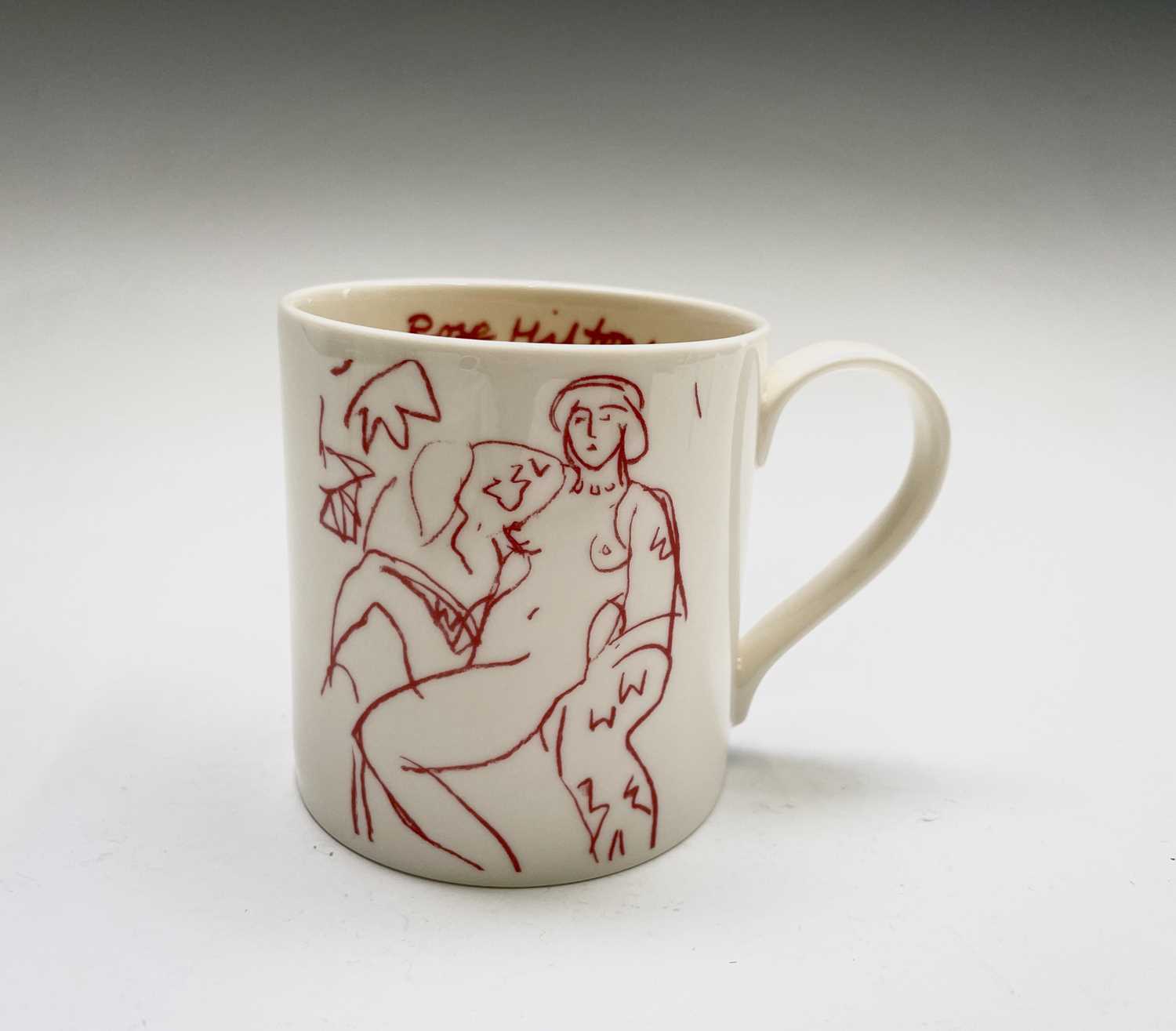 Rose HILTON (1931-2019) A limited-edition creamware mug produced for Newlyn Art School showing a