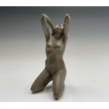 Alec WILES (1924)Kneeling NudeCiment fondu sculpture SignedHeight 28cm