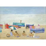 Brenda KING (1934-2011) Windbreaks, Porthmeor Oil on board Signed and dated 1985 15x20.5cm