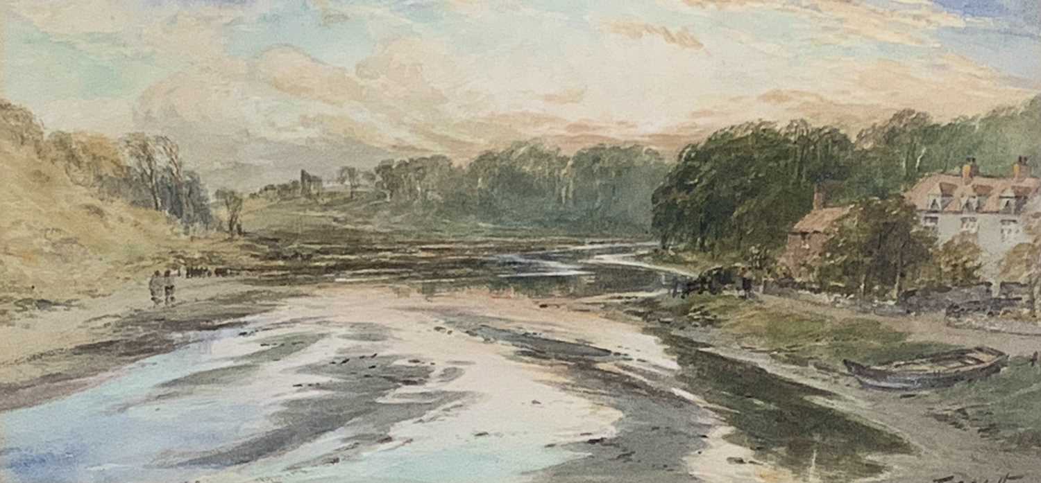 Thomas Swift HUTTON (c.1860-1935)Seaton Sluice Watercolour Signed 18 x 37cm