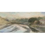 Thomas Swift HUTTON (c.1860-1935)Seaton Sluice Watercolour Signed 18 x 37cm