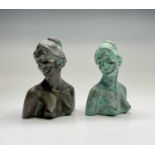 Alec WILES (1924)Female Portrait Two bronzed resin sculptures Each signed Each height 15.5cm