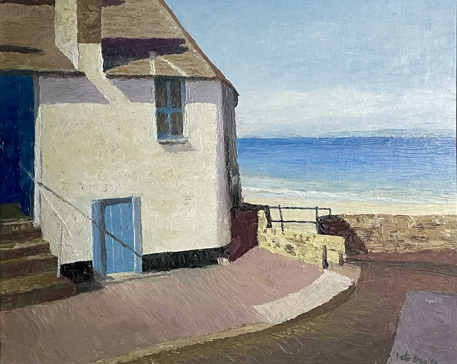 Victor BRAMLEYSt Ives Light (Westcott's Quay)Oil on board Signed Inscribed to verso 40 x 50cm