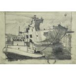 Theo CRUTCHLEY-MACKFalmouth Docks DrawingSigned and inscribed to verso 14 x 18cm