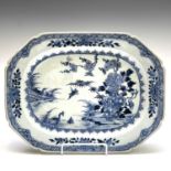 A Chinese Export porcelain octagonal blue and white meat dish, Qianlong Period (1736-1795), the