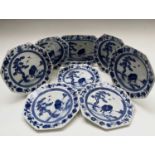 A Chinese Export porcelain blue and white part service, 18th century, comprising of a serving