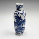 A Chinese porcelain blue and white vase, late 19th century, with a stylised dragon, tiger and