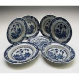 A set of six Chinese porcelain blue and white bowls, Qianlong Period, diameter 23cm and a matching