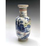 A Chinese porcelain rouleau vase, Guangxu mark and period, (1875-1908), with female figures in