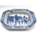 A Chinese Export porcelain octagonal blue and white meat dish, Qianlong Period (1736-1795), with a