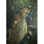 Cuthbert Edmund SWAN (1870-1931) 'A Cheetah with a Peacock'WatercolourSigned and dated 1918Inscribed