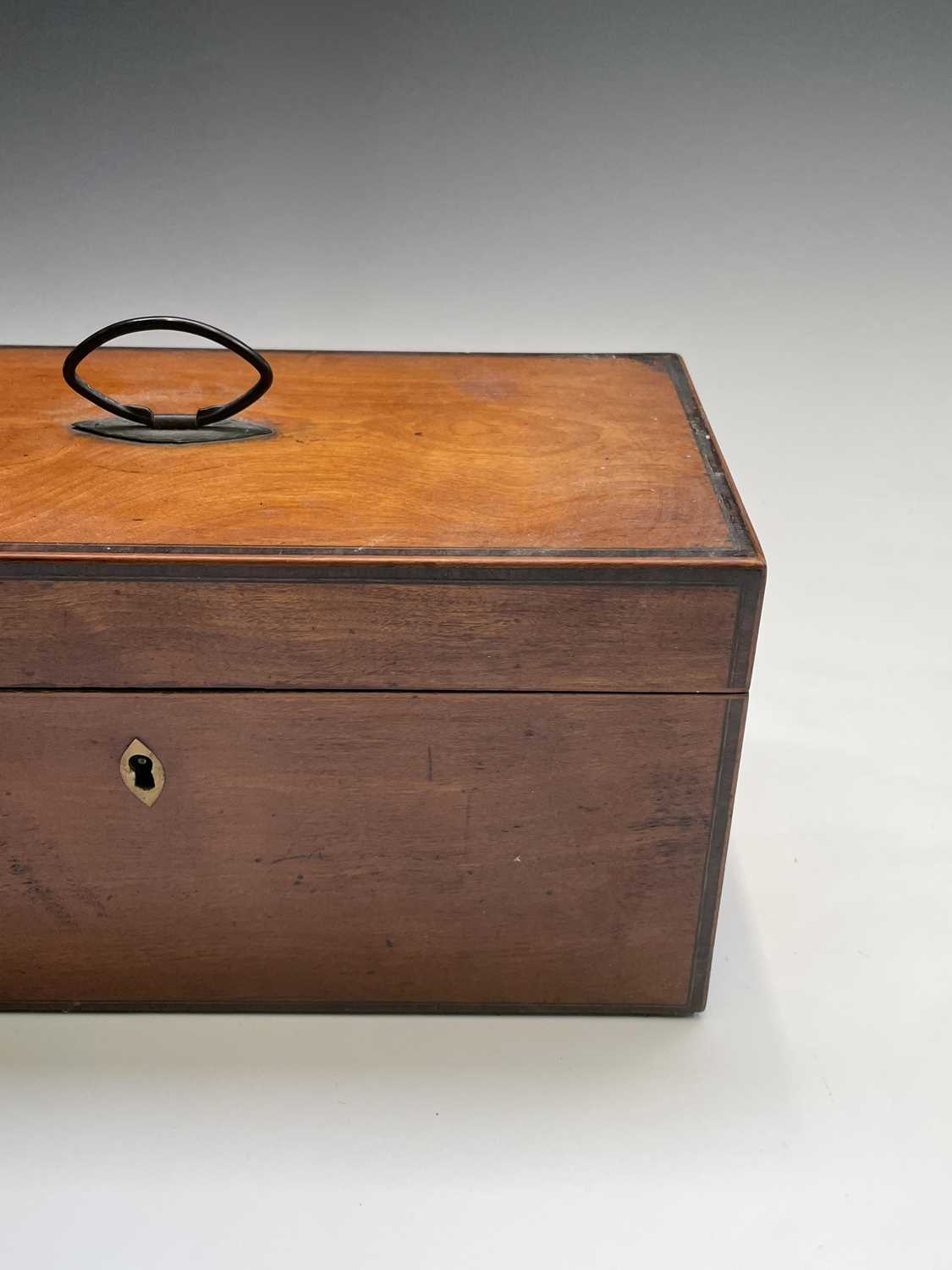 A George III satinwood and rosewood banded tea caddy, fitted with two lidded compartments and a - Image 4 of 7