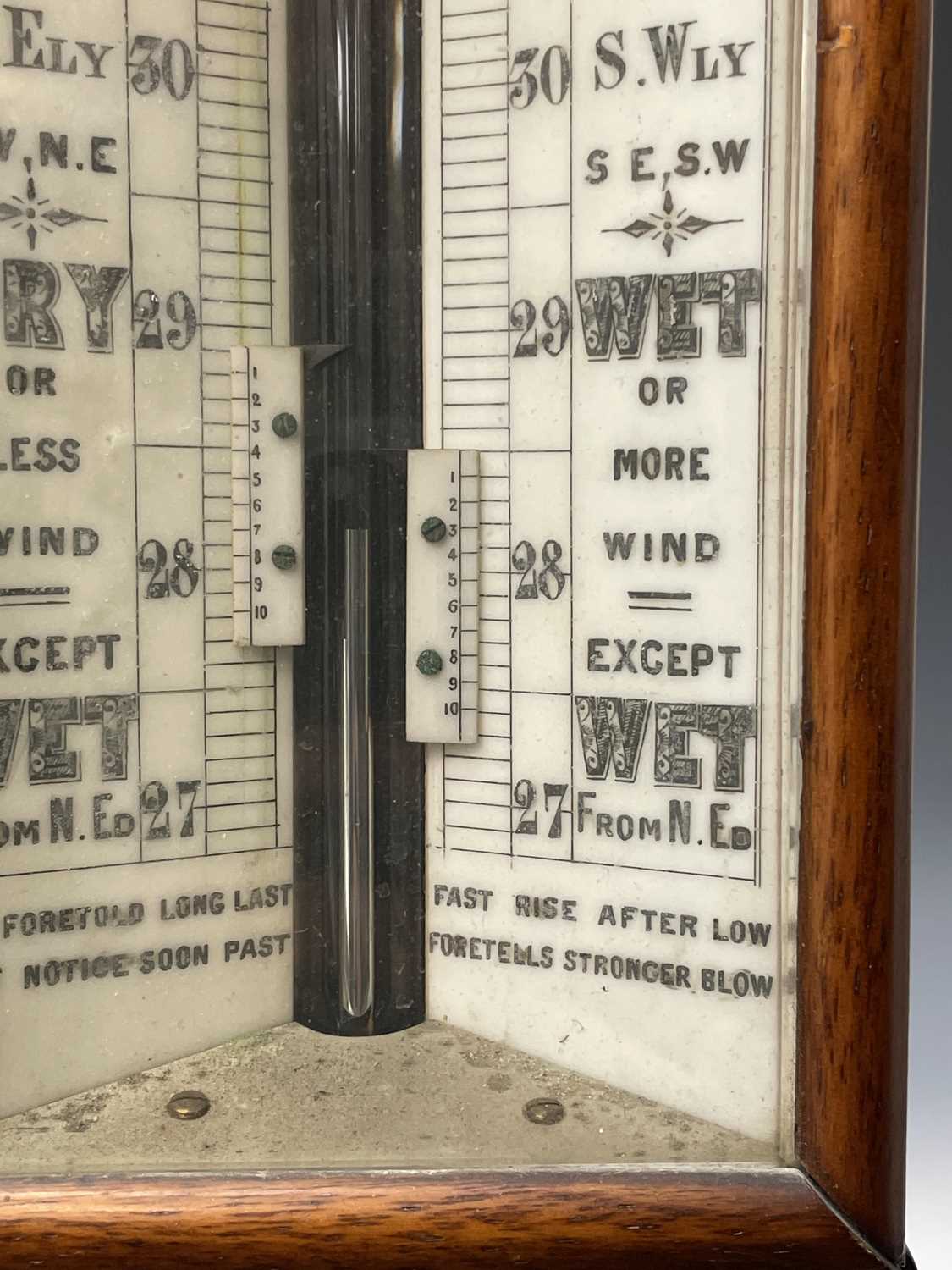 A Victorian walnut stick barometer, by J Hicks, London, with ivory scales, twin vernier indicators - Image 17 of 25