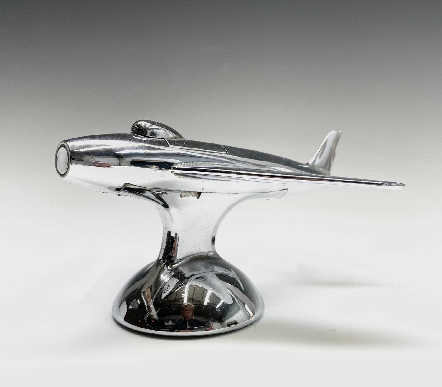 A Dunhill 'Sabre' jet fighter table lighter, 1950s, with chrome finish, on a domed base, length 16. - Image 6 of 12