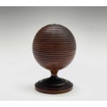 A Victorian turned treen beehive pot and cover, on pedestal foot, height 7.5cm. Provenance:Michael