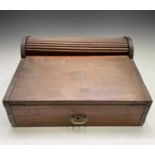 A colonial teak campaign writing/stationary cabinet, late 19th century, the tambour top section