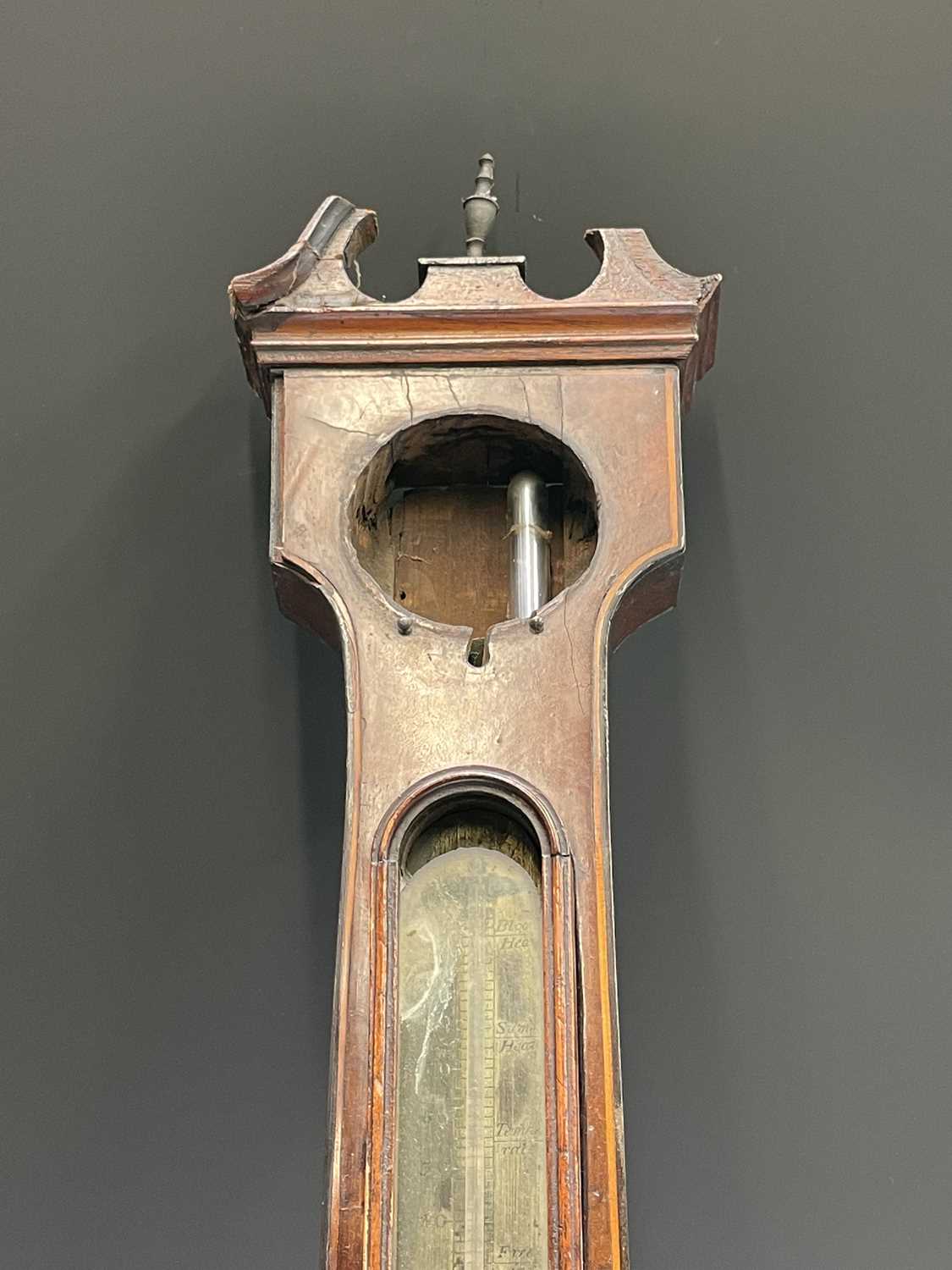 A George III mahogany wheel barometer, signed Alberna Scone Warrented Leeds. Height 96cm. - Image 7 of 9