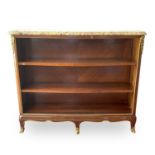 Frederic Durand et Fils, A French scagliola marble top open tulipwood bookcase, circa 1880, with
