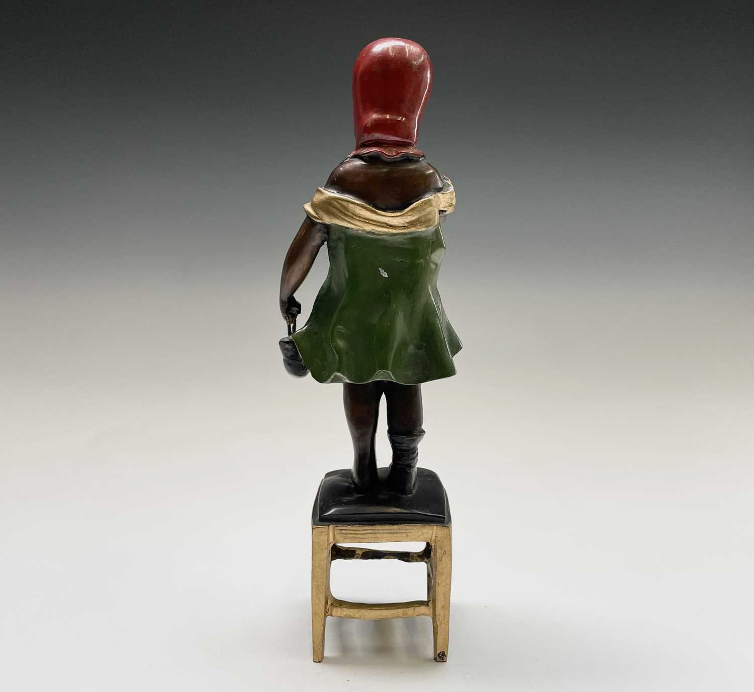 After Juan Clena, a painted bronze sculpture of a girl standing on a stool. Height 37cm. - Image 5 of 9