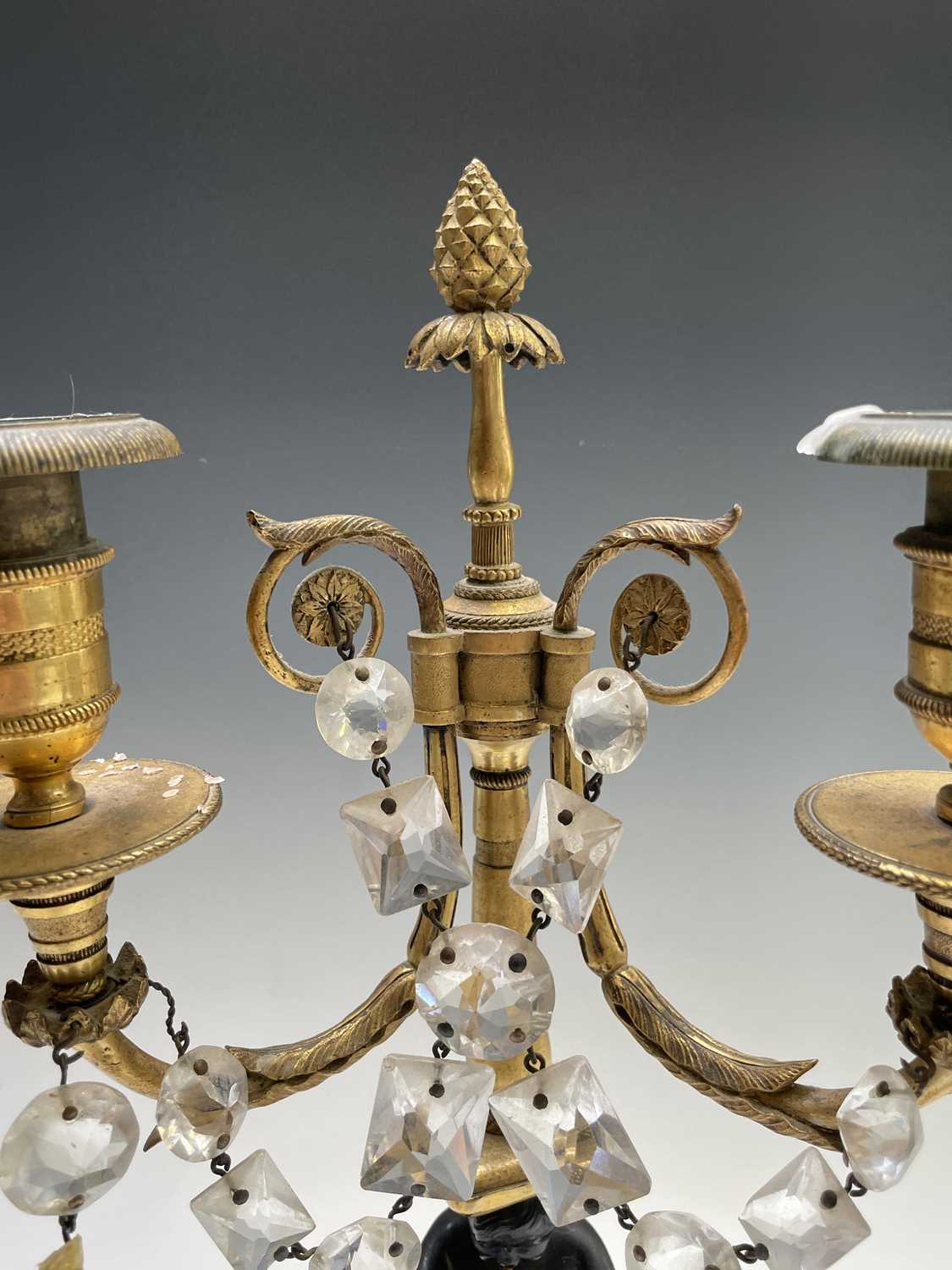 A pair of French bronze and gilt bronze candelabra, 19th century, each with a trumpeting satyr - Image 13 of 14