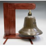 A brass Ship's bell, from the trawler Mount Challenger, later engraved and dated 1988, stamped to