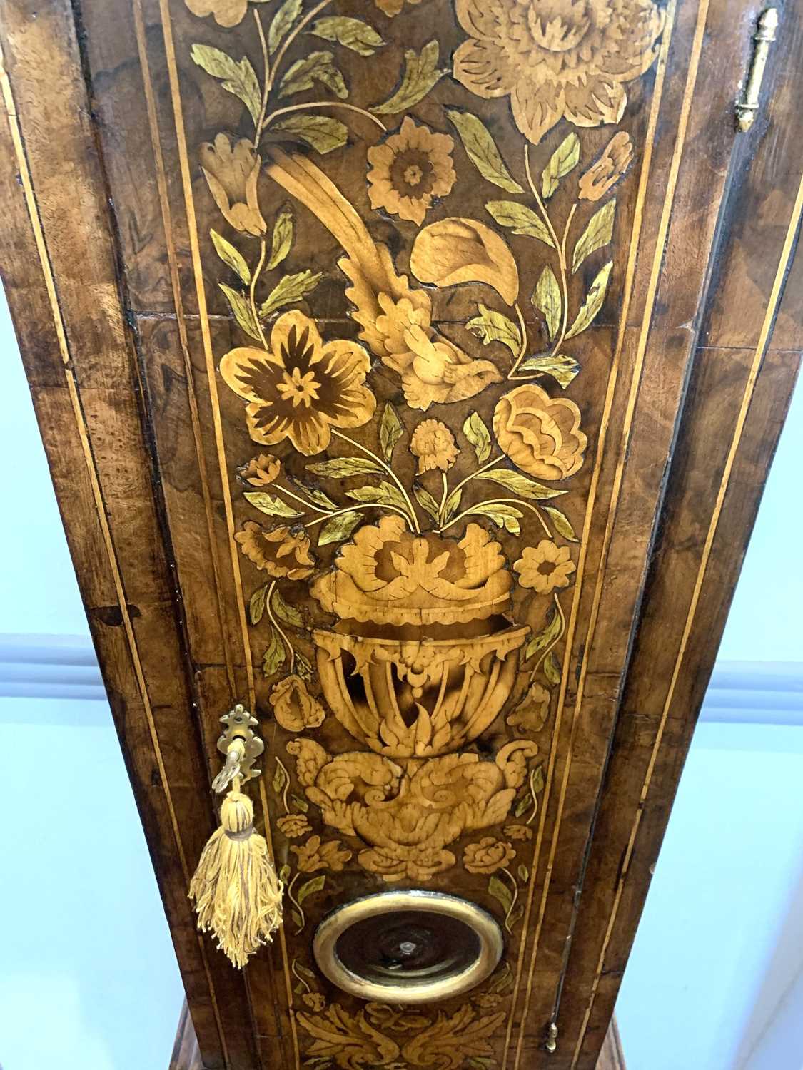 A walnut marquetry longcase clock, the early 18th century eight day movement signed 'Nat(haniel) - Image 16 of 25