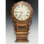 A Victorian walnut and inlaid drop-dial eight day wall clock, the painted dial signed Parker,