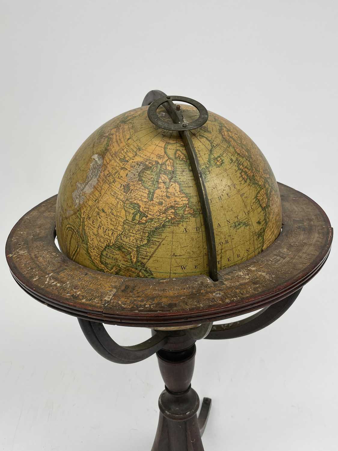 A Newton's New and Improved Terrestrial 12 inch globe, published 1816, with brass meridian circle - Image 8 of 18