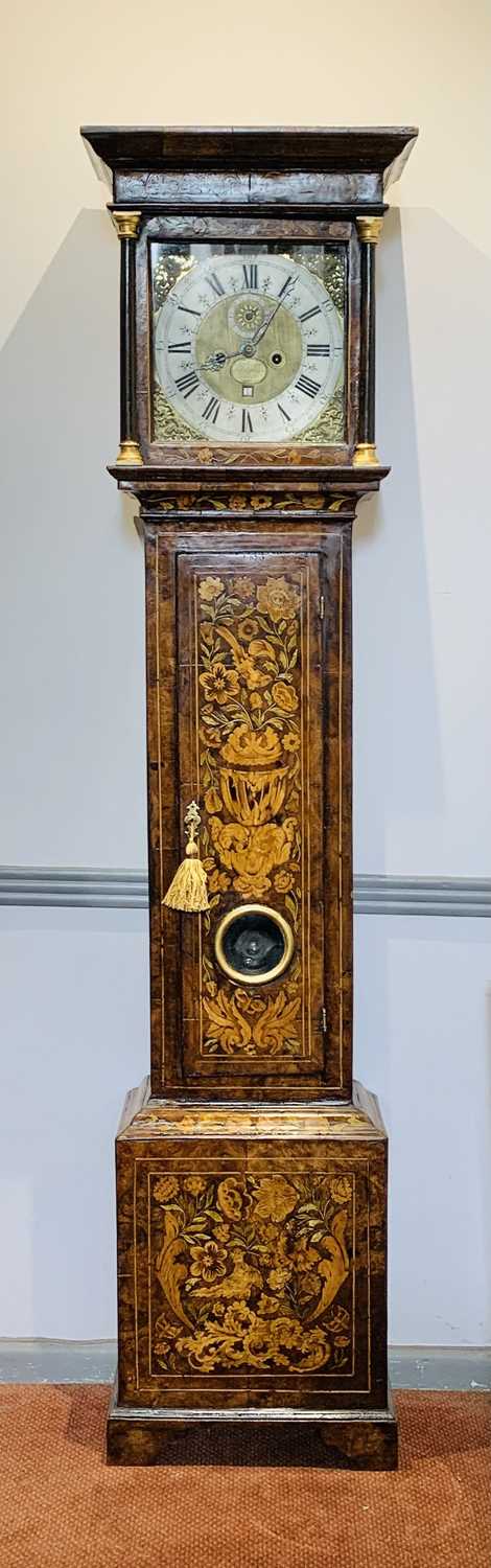 A walnut marquetry longcase clock, the early 18th century eight day movement signed 'Nat(haniel) - Image 3 of 25