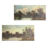 A. CROOTH? Two similar framed early 20th century oils on canvas, each landscape painted by the