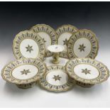 A Victorian china aesthetic movement part dessert service, probably Brown, Westhead, Moore & Co, the