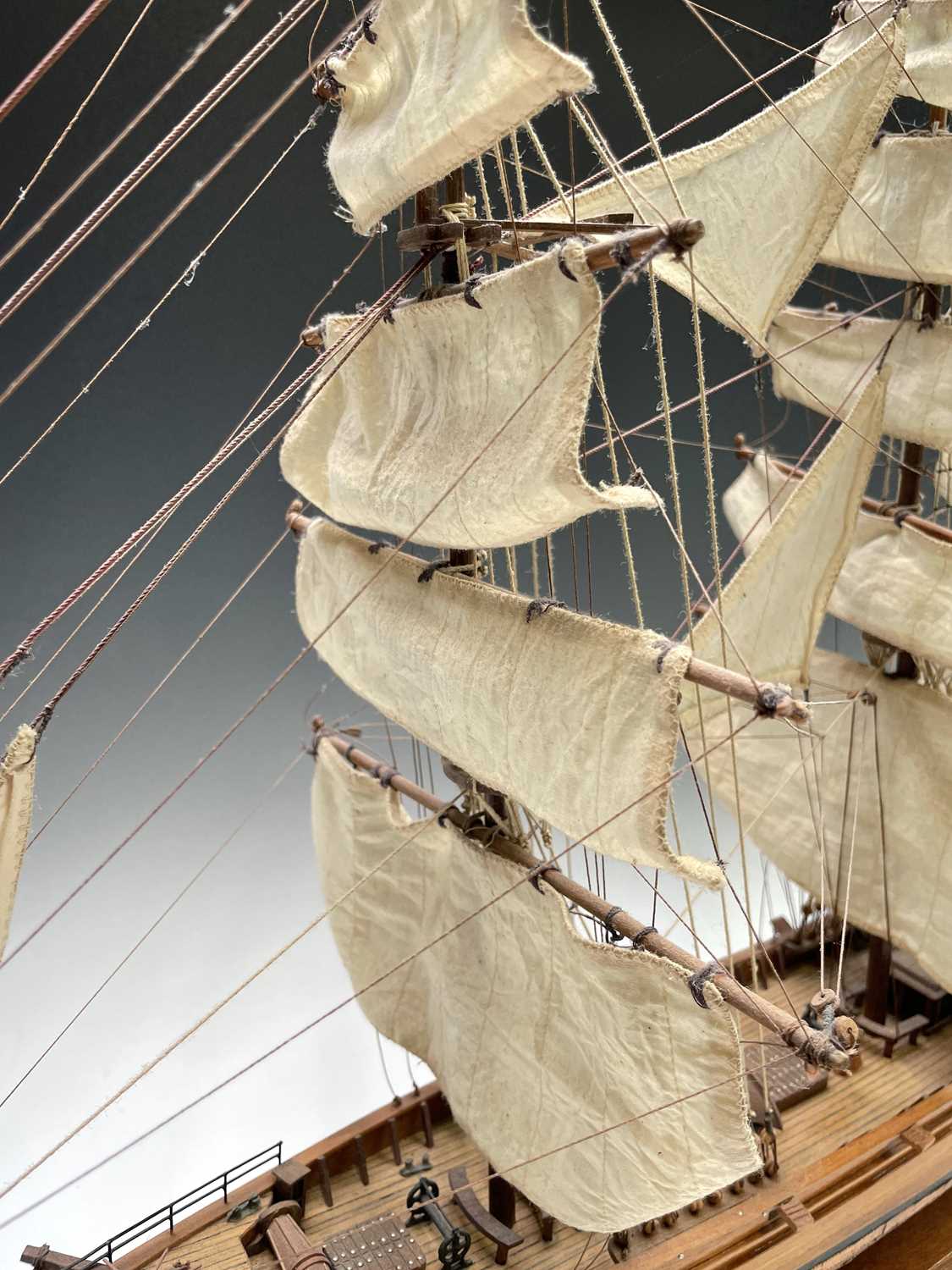 A wooden model of the clipper Cutty Sark, with copper clad hull, titled and mounted on a rectangular - Image 14 of 15