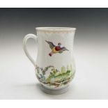 A rare 18th century Plymouth porcelain large baluster mug enamelled in the manner of the painter