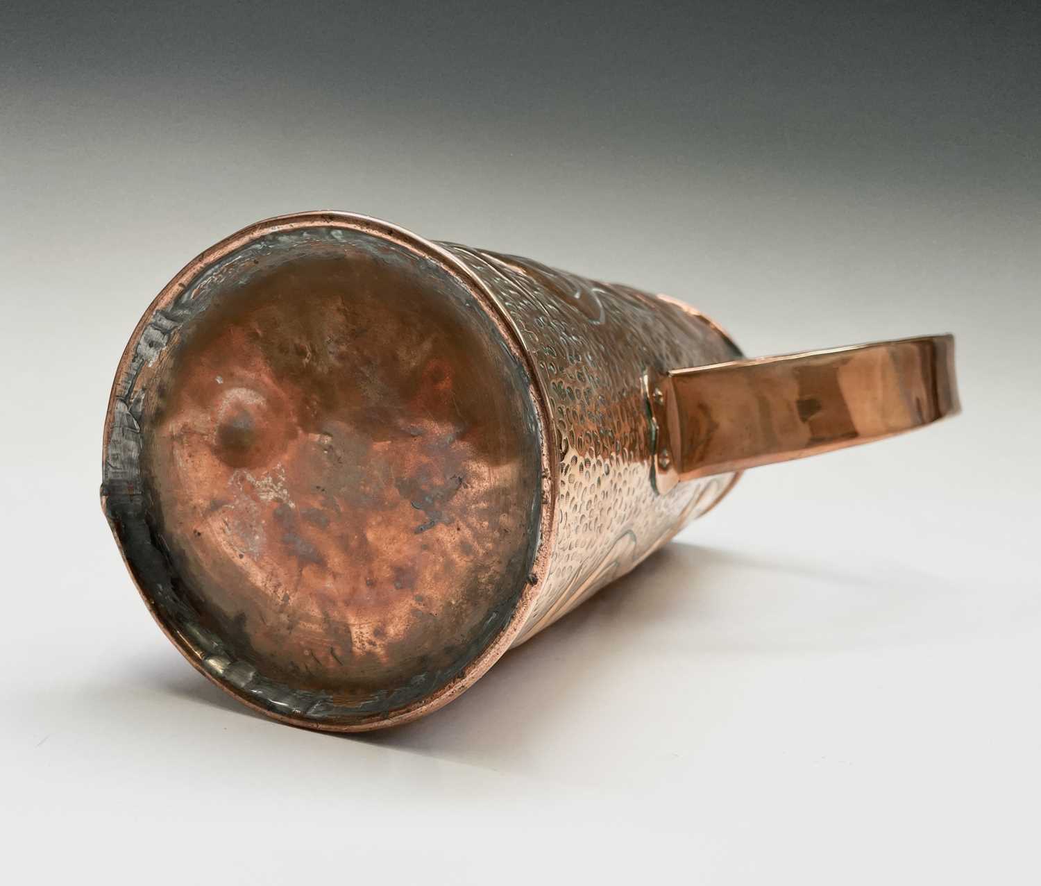 An Arts & Crafts period copper twin handled vase, the cylindrical body repousse decorated with - Image 6 of 10