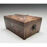 An early Victorian mahogany box, of sarcophagus form, width 32.5cm. Provenance:Michael Trethewey.