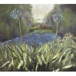 Jane POULSON (20th/21st Century British School)'Agapanthus in Trebah Valley'Oil on