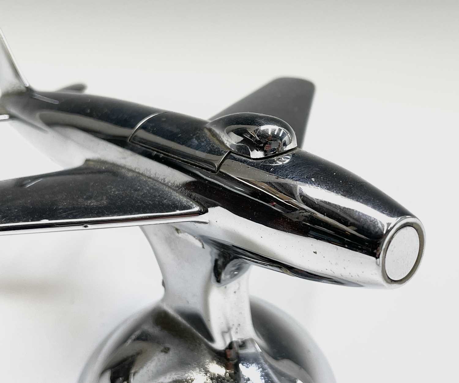 A Dunhill 'Sabre' jet fighter table lighter, 1950s, with chrome finish, on a domed base, length 16. - Image 5 of 12