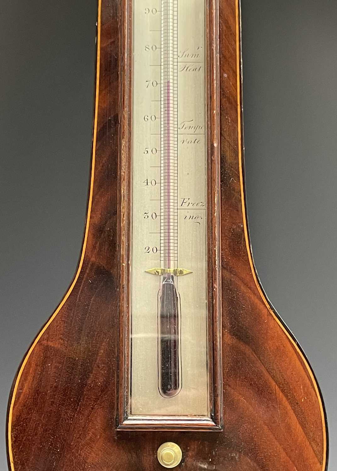 A George III mahogany and boxwood strung wheel barometer by J Berry of 78 Wardour Street Soho. - Image 3 of 12