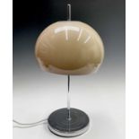 A mid century 'Mushroom' style chrome table lamp in the manner of Harvey Guzzini, with