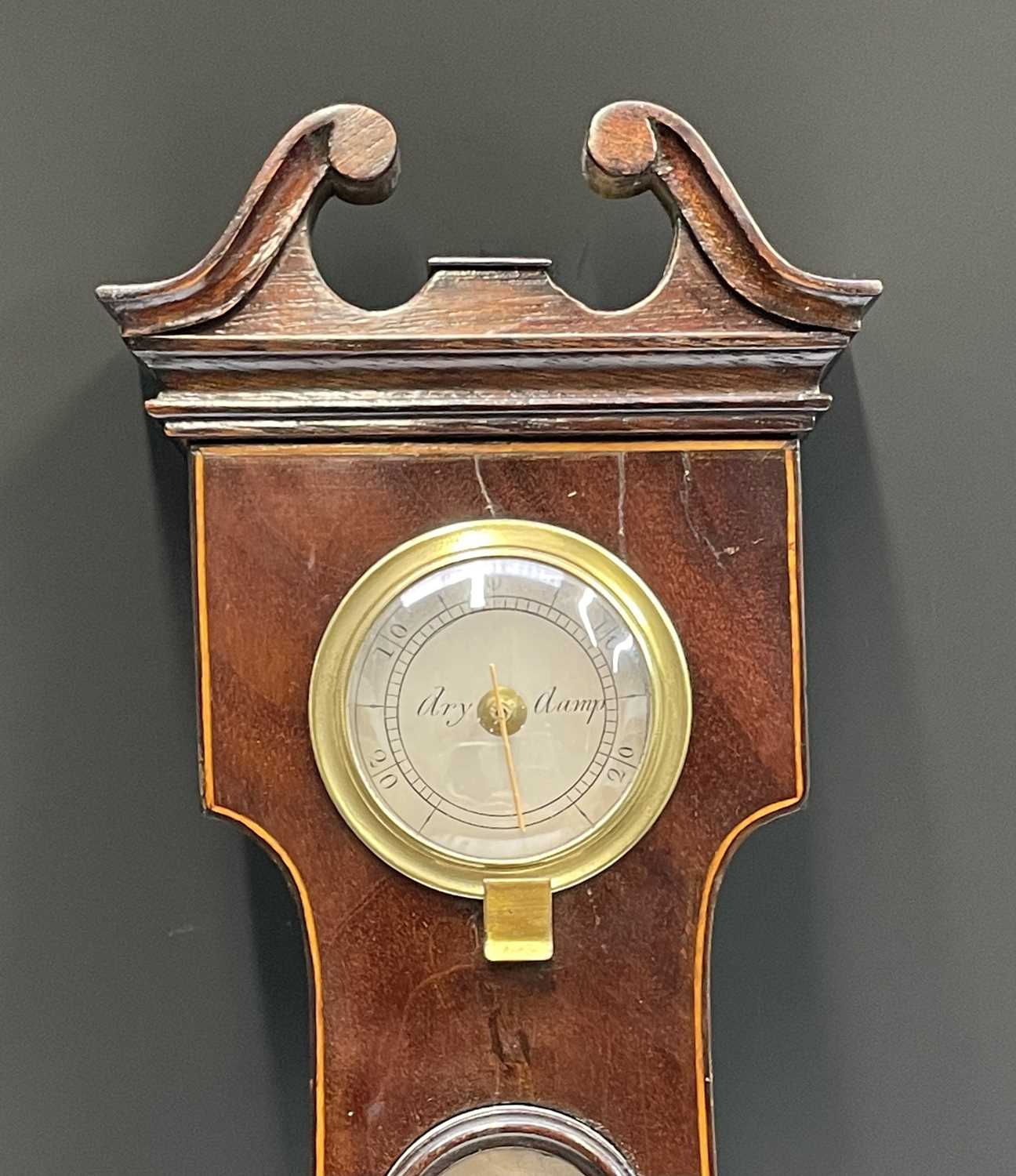 A George III mahogany and boxwood strung wheel barometer by J Berry of 78 Wardour Street Soho. - Image 4 of 12