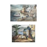 Two naive Cornish scenes, one on board and indistinctly signed, another on canvas depicting