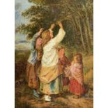 19th Century British School The Cherry PickersOil on canvas 39.5 x 29cm