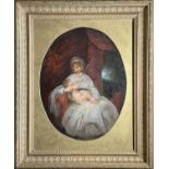 Late 18th/Early 19th Century British School Mother's Tender LoveOil on canvas39 x 30cm (oval)