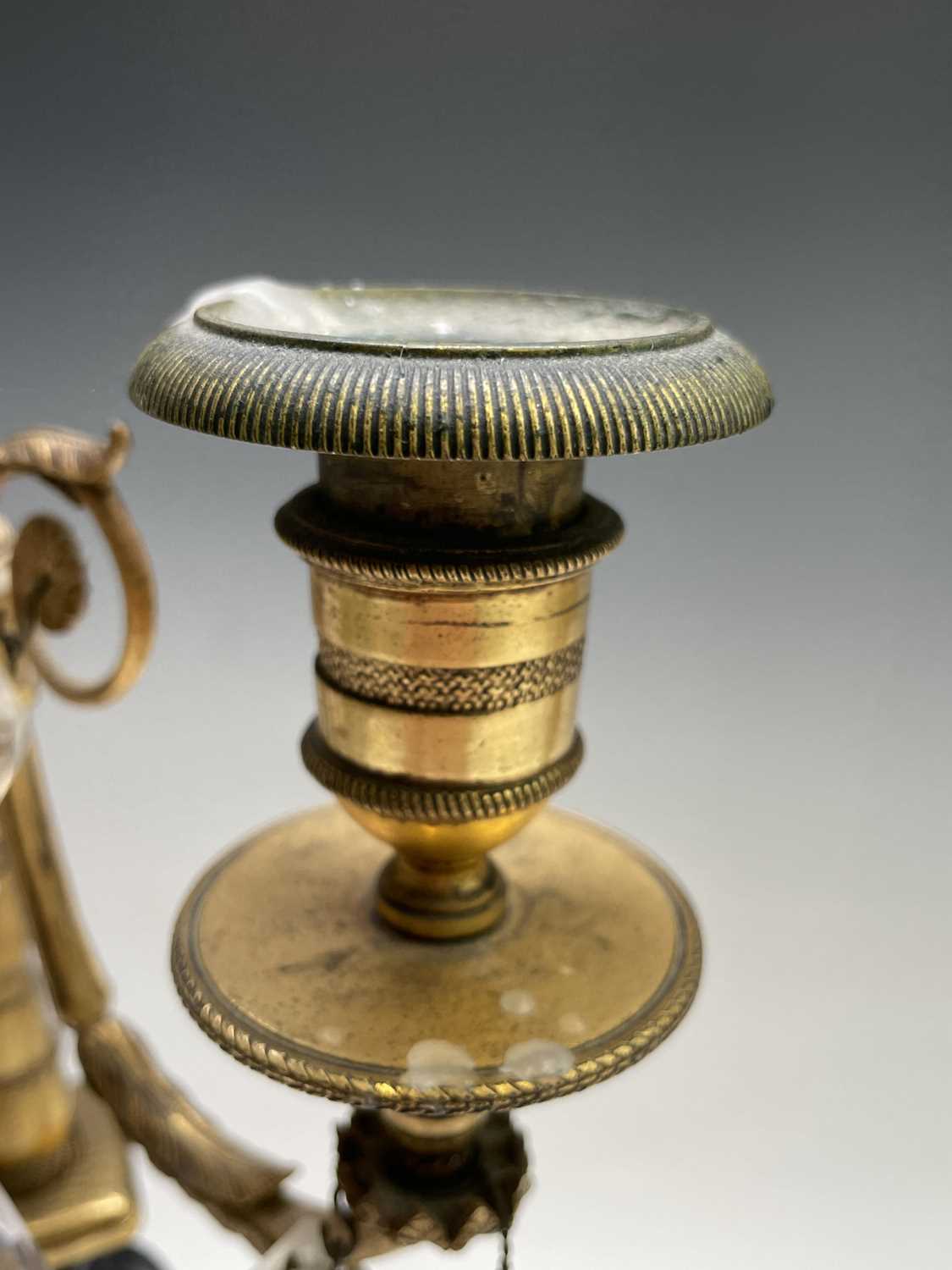 A pair of French bronze and gilt bronze candelabra, 19th century, each with a trumpeting satyr - Image 2 of 14