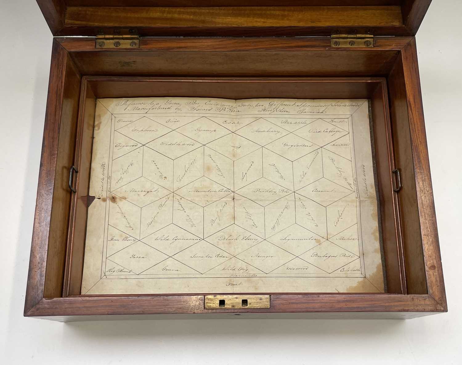 A rare Jamaican specimen wood workbox, by James Pitkin, Kingston, Jamaica, circa 1835/1840, the - Image 25 of 35