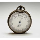 A 19th century pocket barometer, the dial inscribed 'J. Hicks Maker London'. Maximum height 7cm.