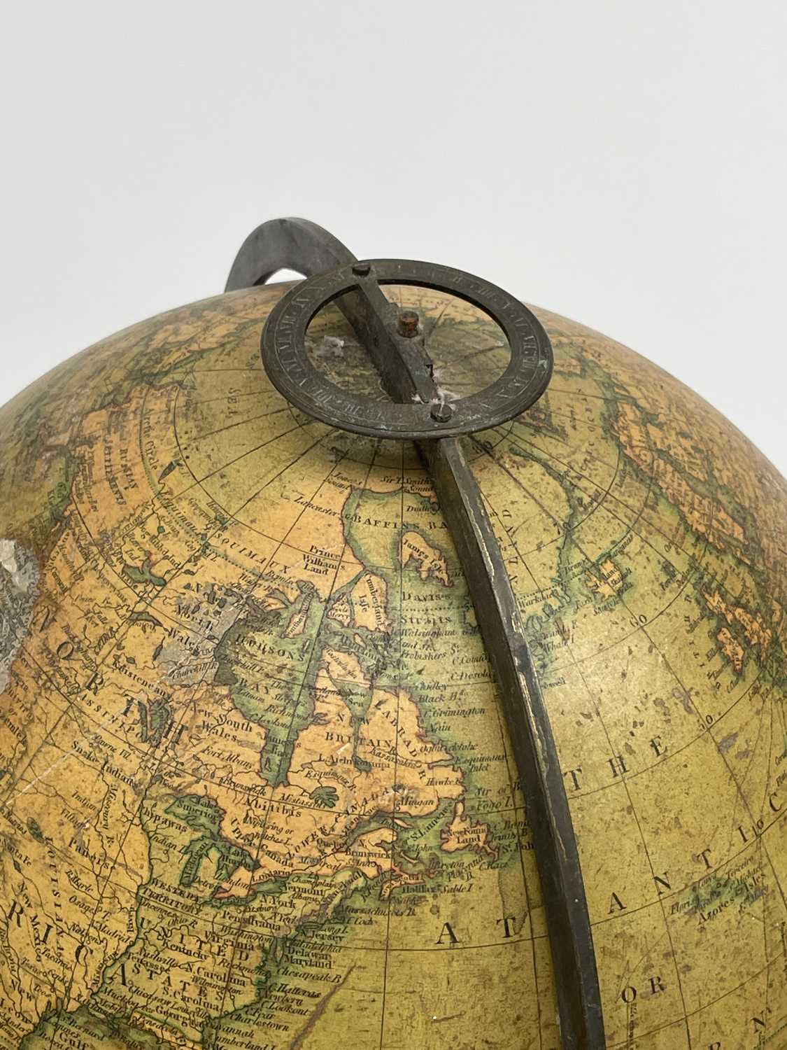 A Newton's New and Improved Terrestrial 12 inch globe, published 1816, with brass meridian circle - Image 7 of 18