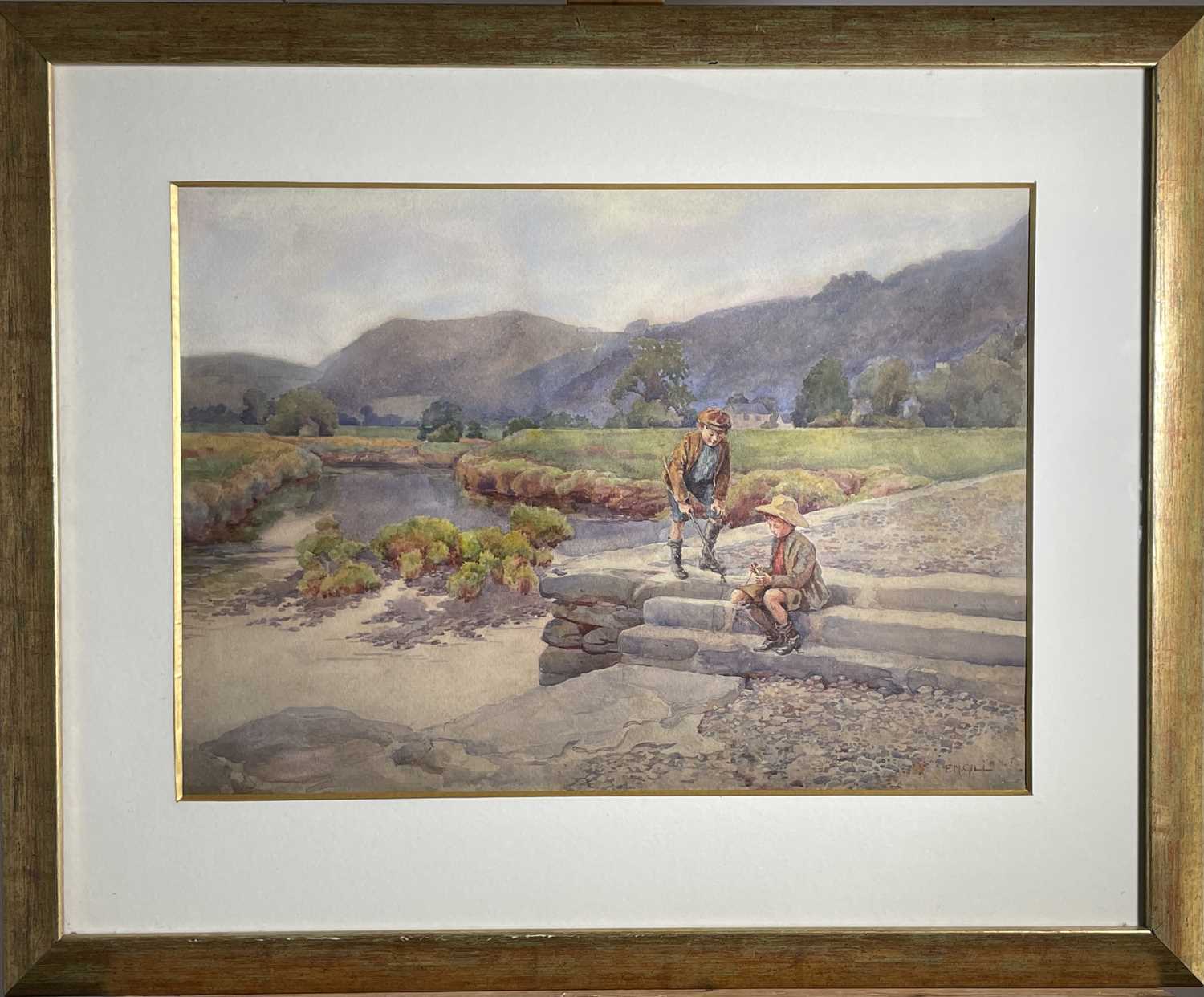 Florence M GILL (Exh. 1894-1926)Young AnglersWatercolour Signed33.5 x 47cm - Image 2 of 2