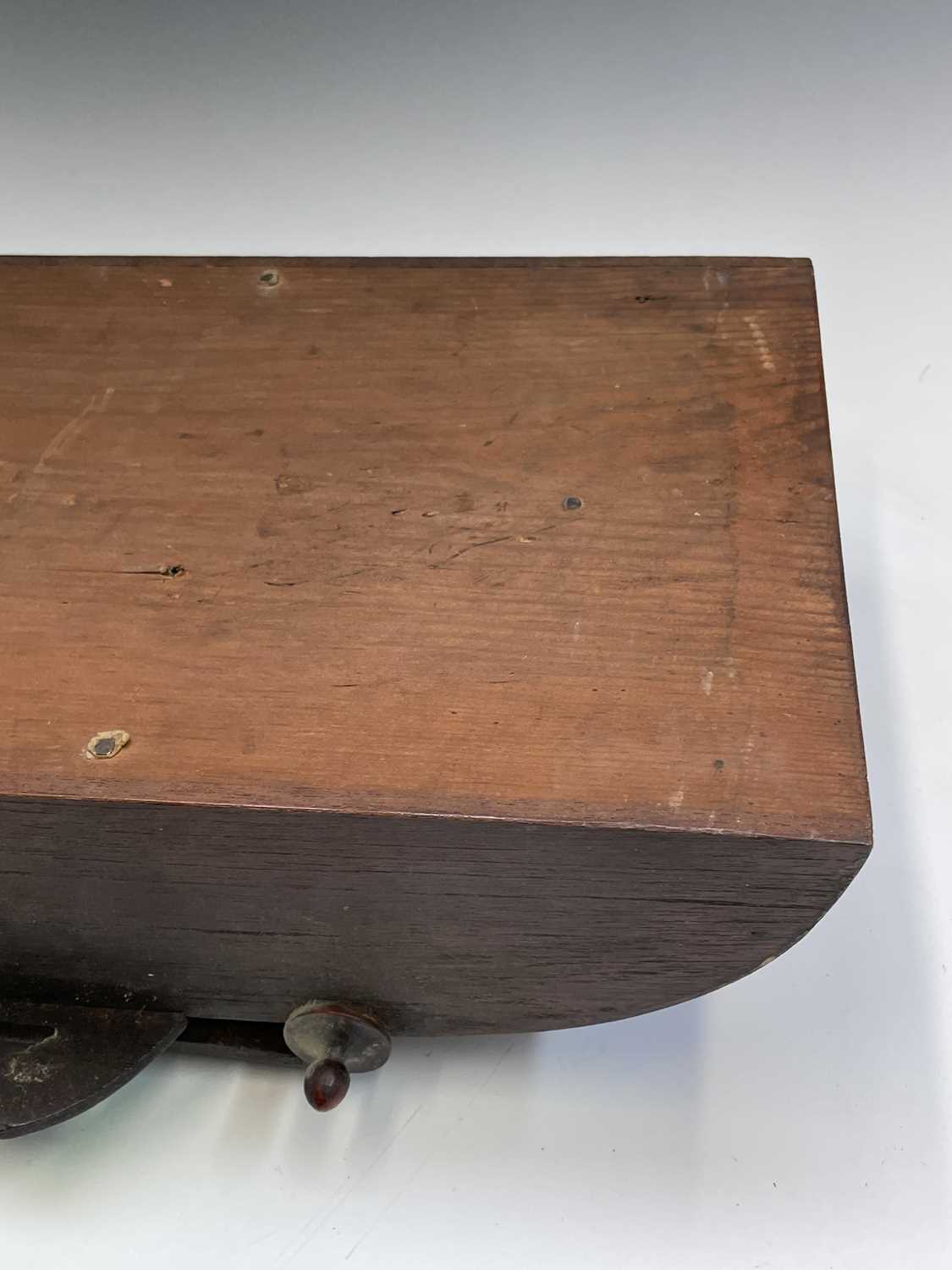 A Victorian walnut and inlaid drop-dial eight-day wallclock, with white painted dial, height 70cm. - Image 6 of 9